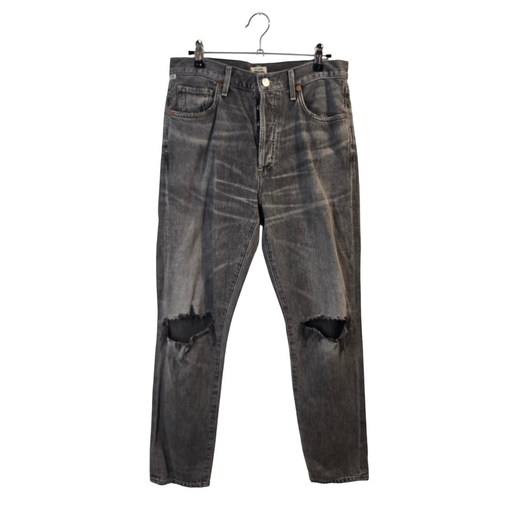 Citizens of Humanity Liya Jeans Women 28 Grey Distressed High Rise Classic Crop